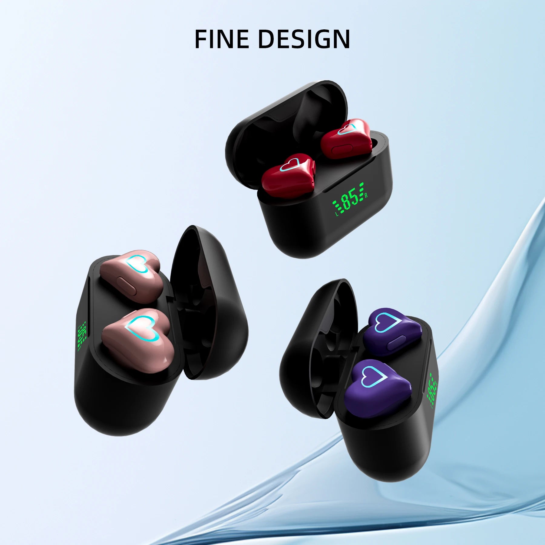 New Heart Shaped TWS Wireless Headphones Compatible With Android And Iphone In-ear Bluetooth Headphones Girls' Favourite Gift