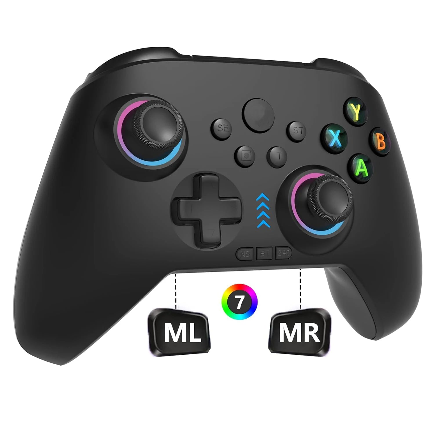 2.4G Wireless/Switch Controller with RGB Lighting/Programming Keys/Corridor Joystick/Corridor Shutter/Vibration, Android Gamepad